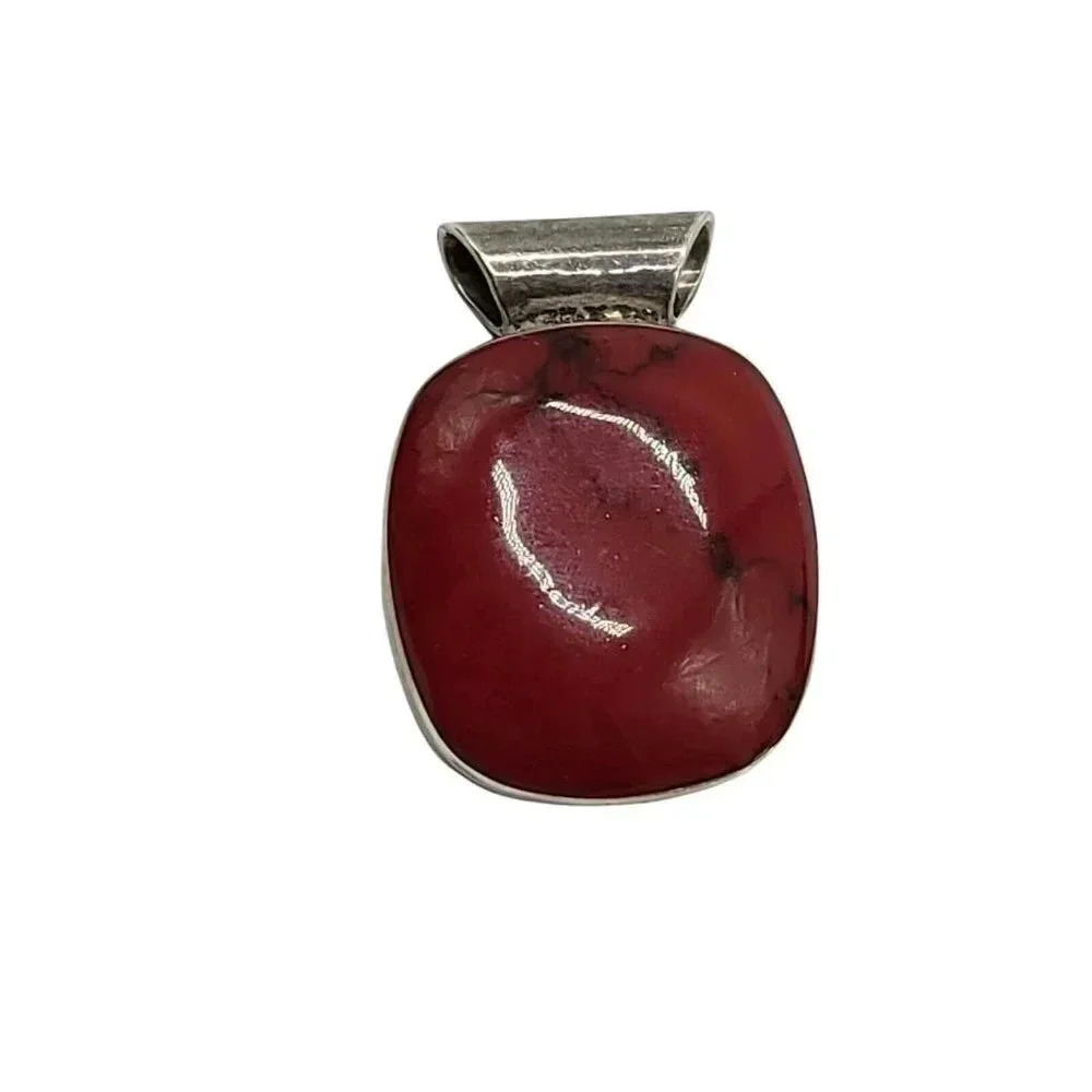 Taxco Mexico TB-167 Sterling Silver Red Jasper Slider Pendant Large